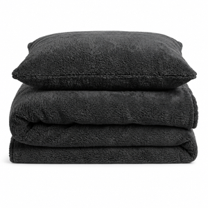 Velosso Plain Teddy Fleece Duvet Cover And Pillowcase Set