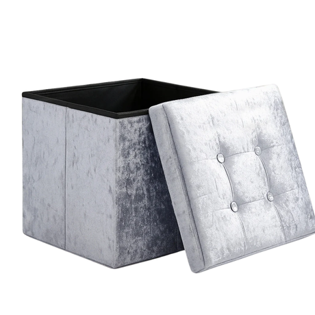 Home Republic Foldable Crushed Velvet Storage Ottoman