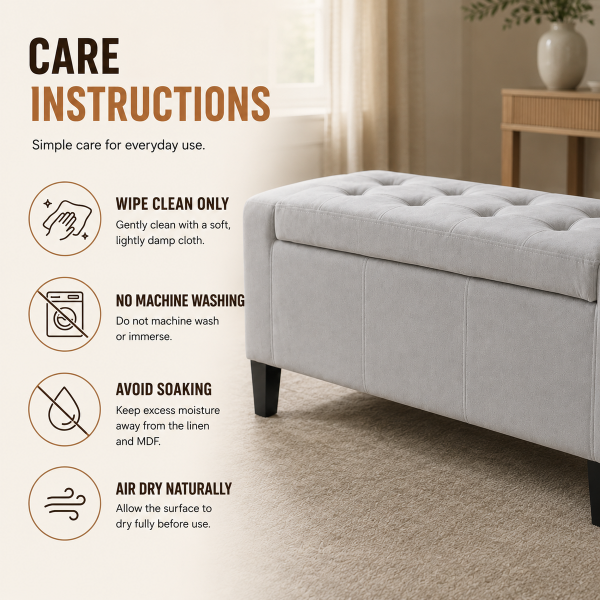 Home Republic Luna Velvet Storage Seat