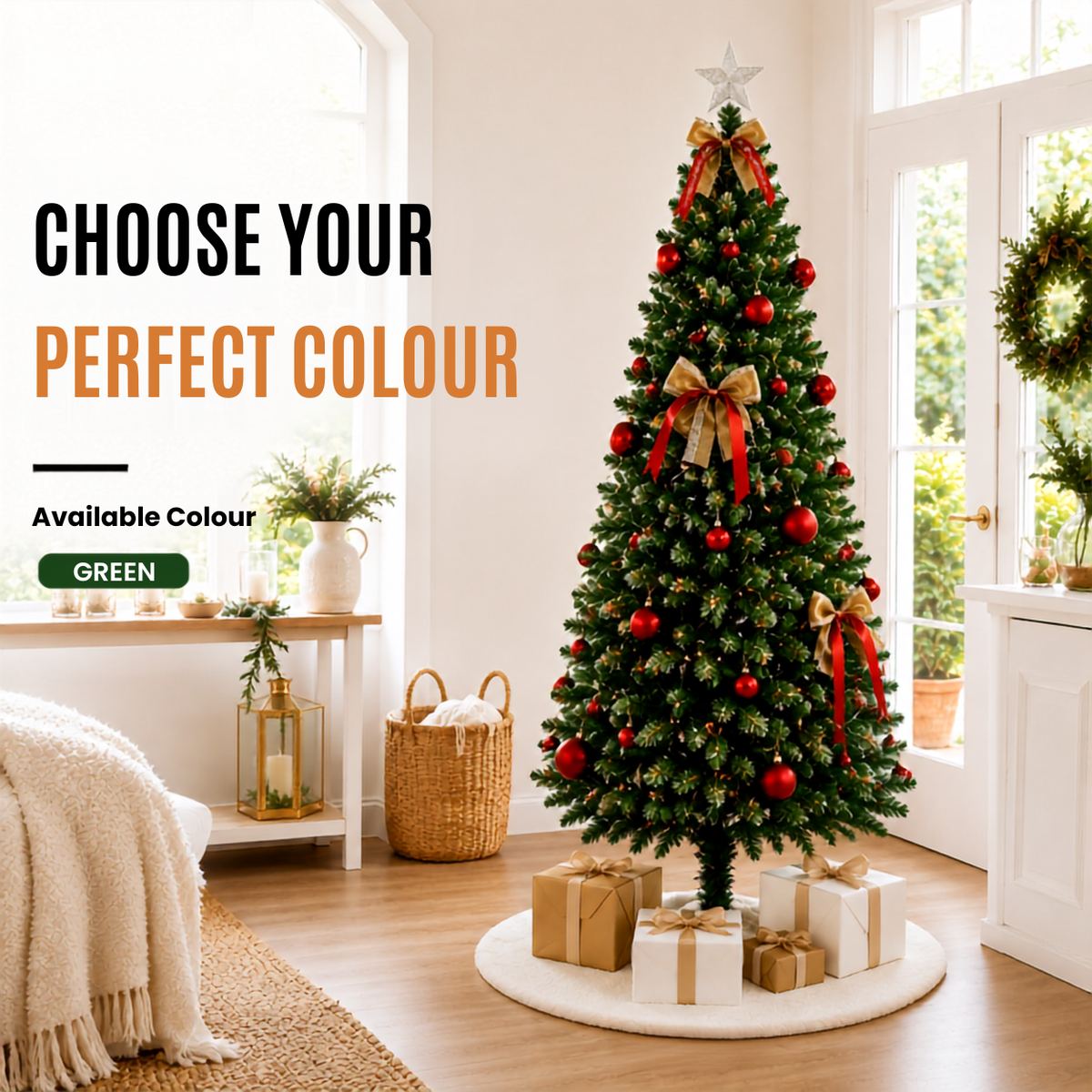 Home Republic Decorated Christmas Tree With Bows & Ribbons