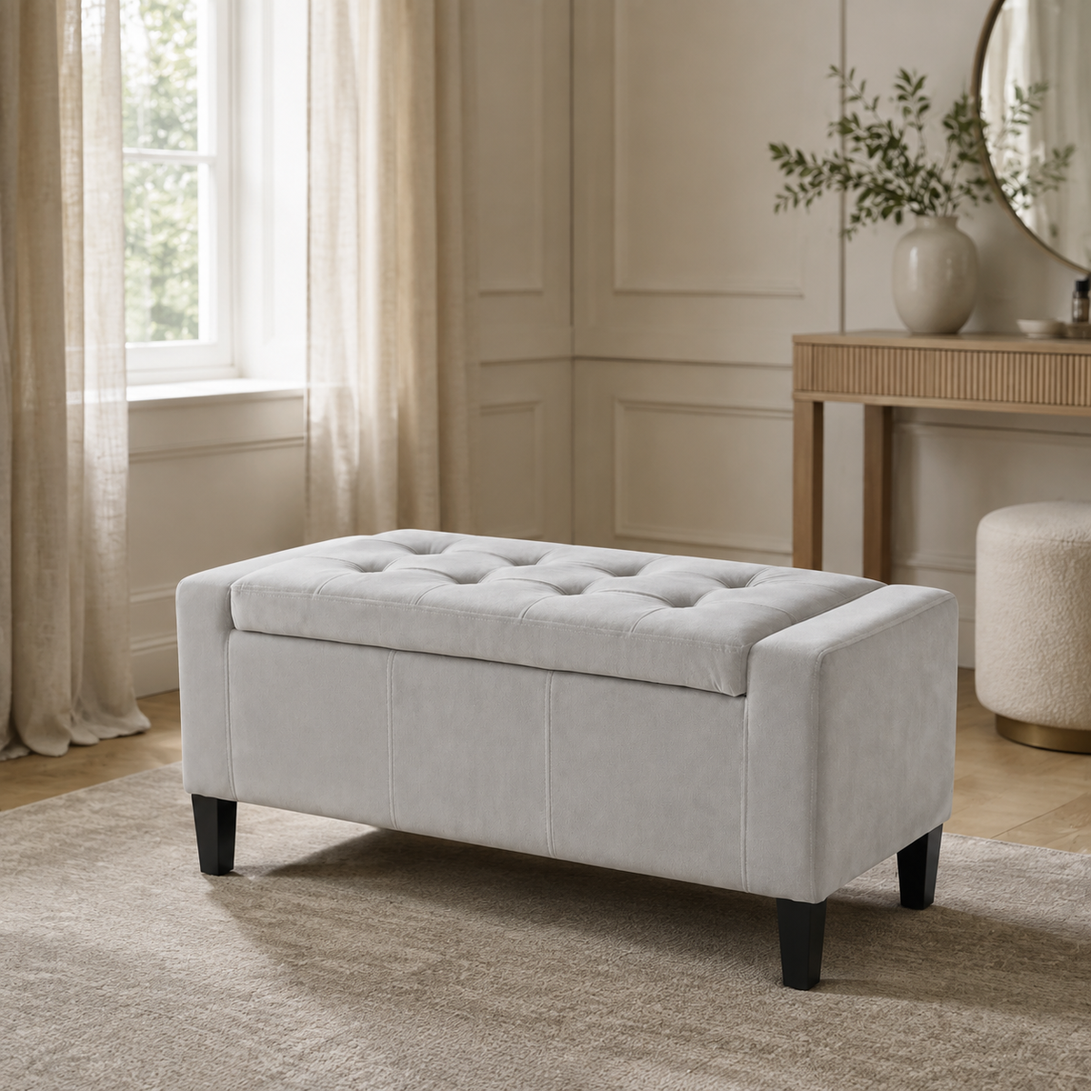 Home Republic Luna Velvet Storage Seat