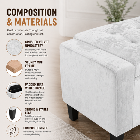 Home Republic Bijou Crushed Velvet Storage Seat
