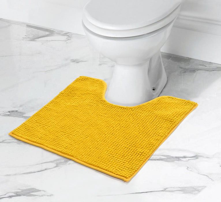 Luxury Non-Slip Soft Ochre Pedestal Mat Shaggy Noodle Super Absorbent Microfiber Bathroom Mat