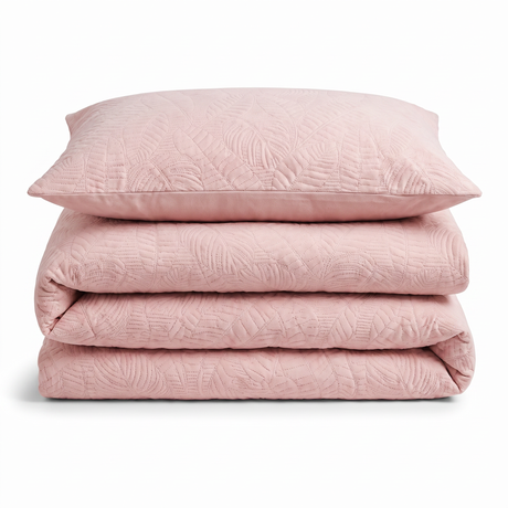 Velosso Savannah Velvet Embossed Leaf Pattern Duvet Cover And Pillowcase Set