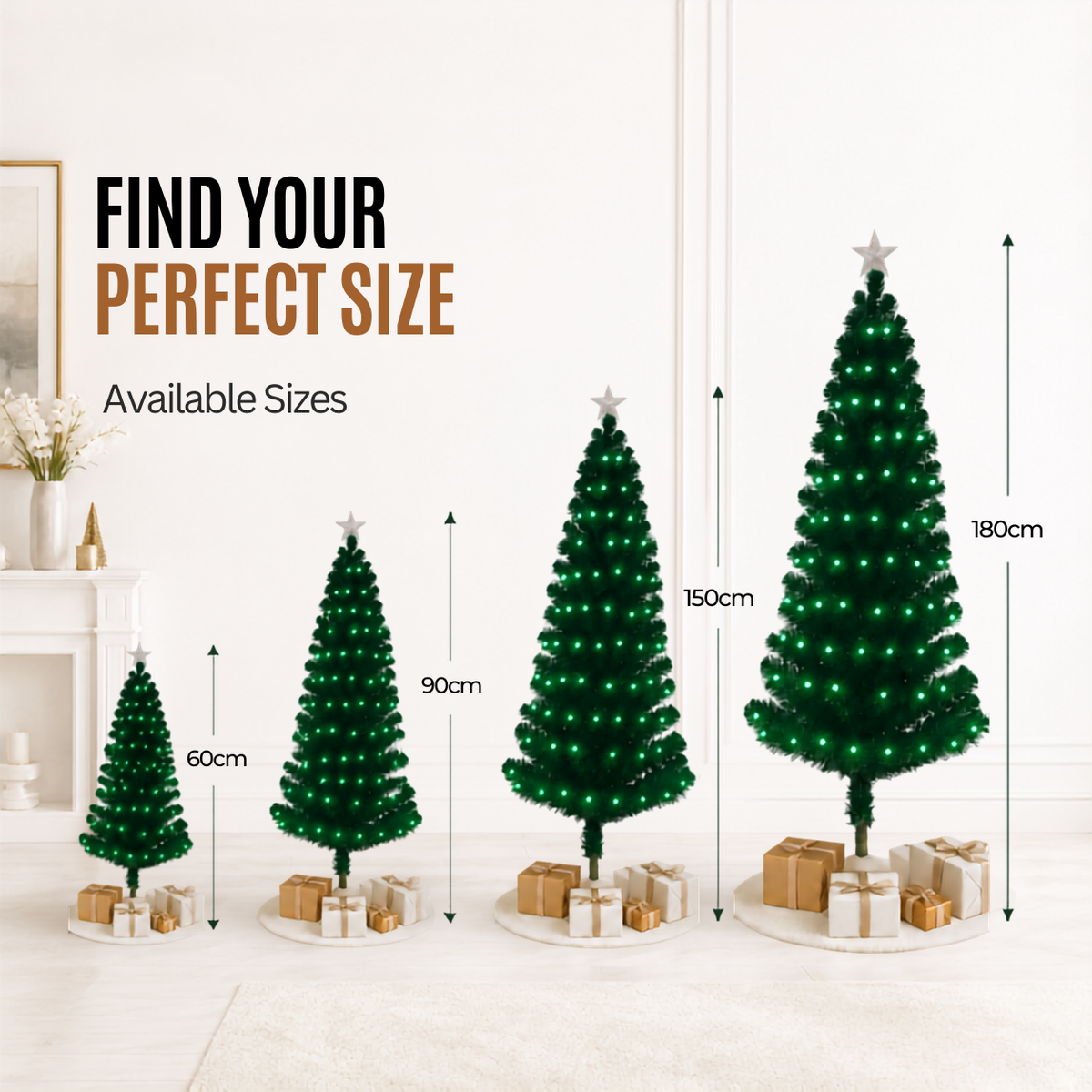 Home Republic Christmas Tree With Green Fibre Optic Lights
