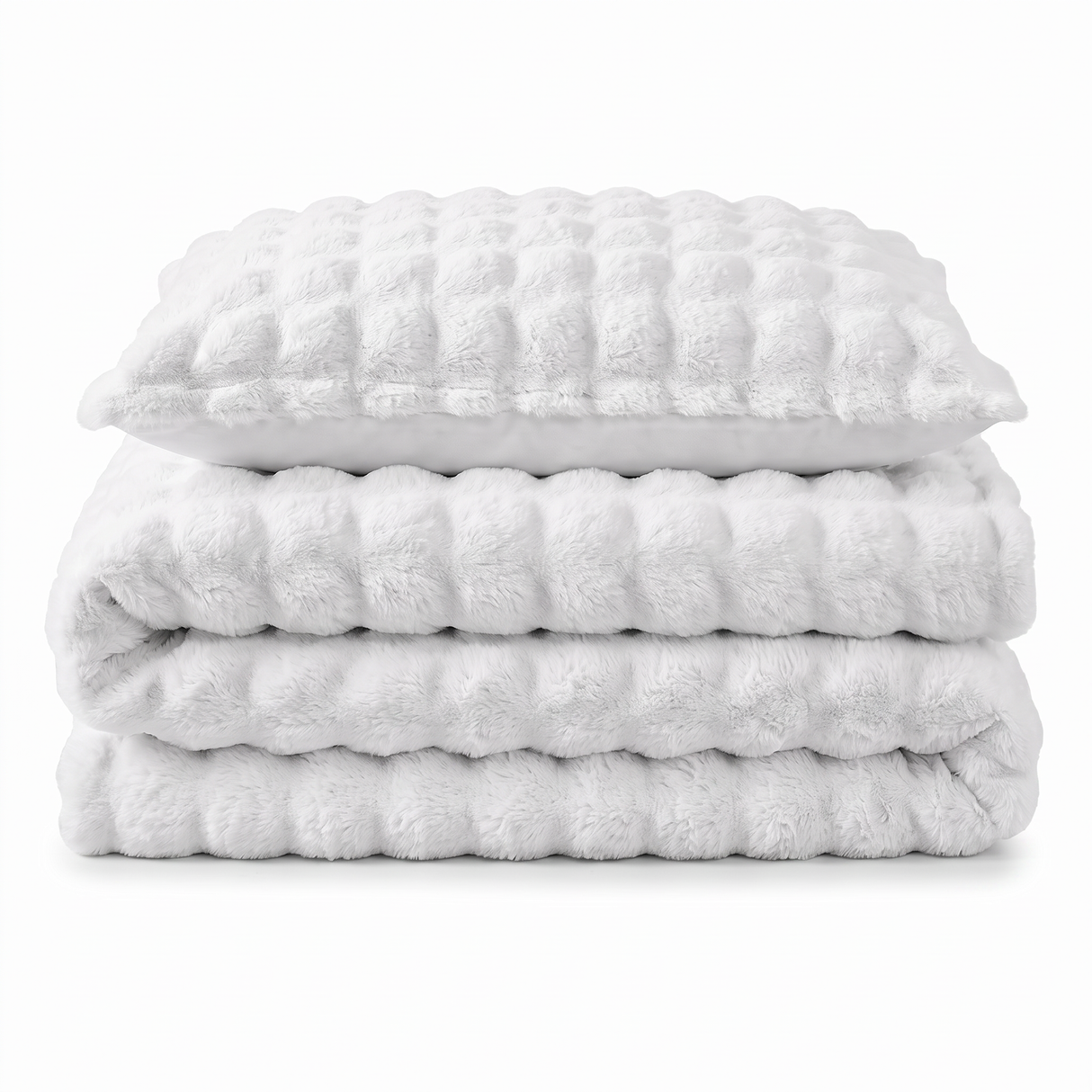 Sweet Dreams Bubble Faux Rabbit Fur Duvet Cover and Pillowcase Set