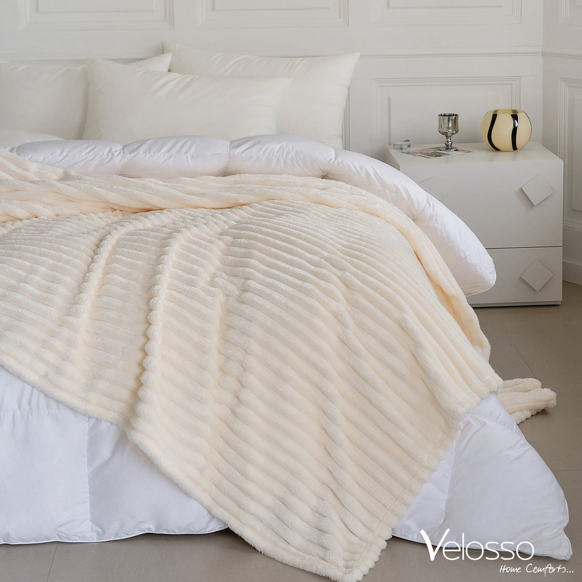 Velosso Super Soft Chunky Cord Blanket Throw