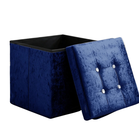 Home Republic Foldable Crushed Velvet Storage Ottoman