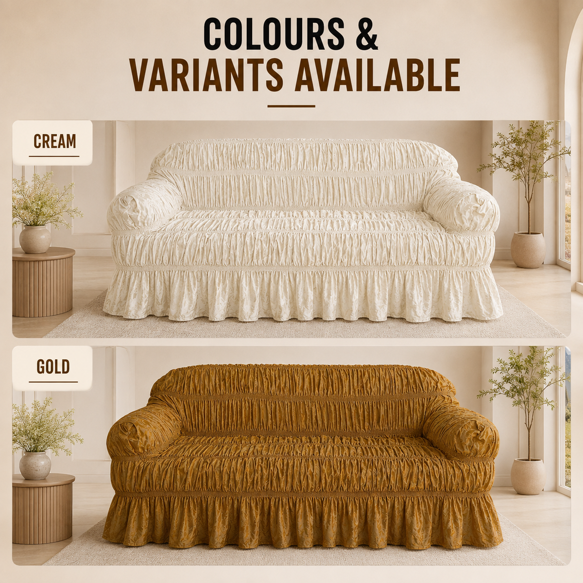Home Republic Pleated Jacquard Stretch Fitted Sofa Cover