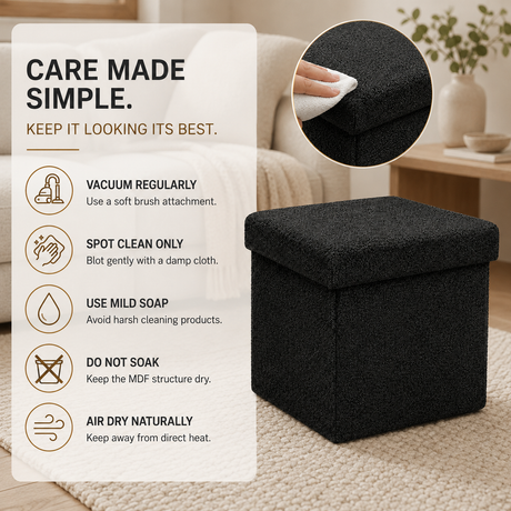Home Republic Foldable Boucle Storage Ottoman