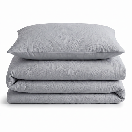 Velosso Savannah Velvet Embossed Leaf Pattern Duvet Cover And Pillowcase Set