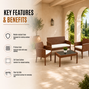 Home Republic Bali 4 Piece Garden Sofa And Table Set