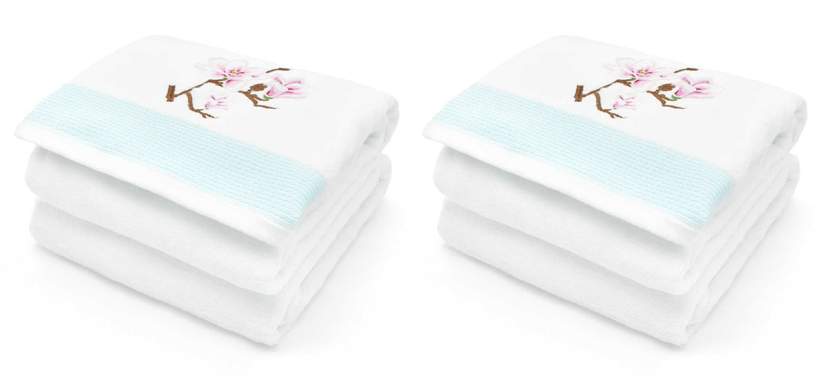 Velosso Japanese Cherry Blossom Embroidered Cotton Towel