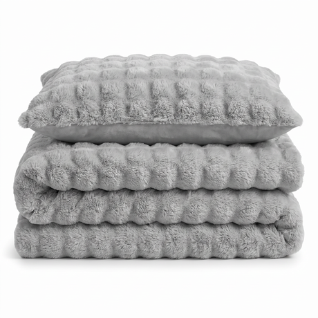 Sweet Dreams Bubble Faux Rabbit Fur Duvet Cover And Pillowcase Set