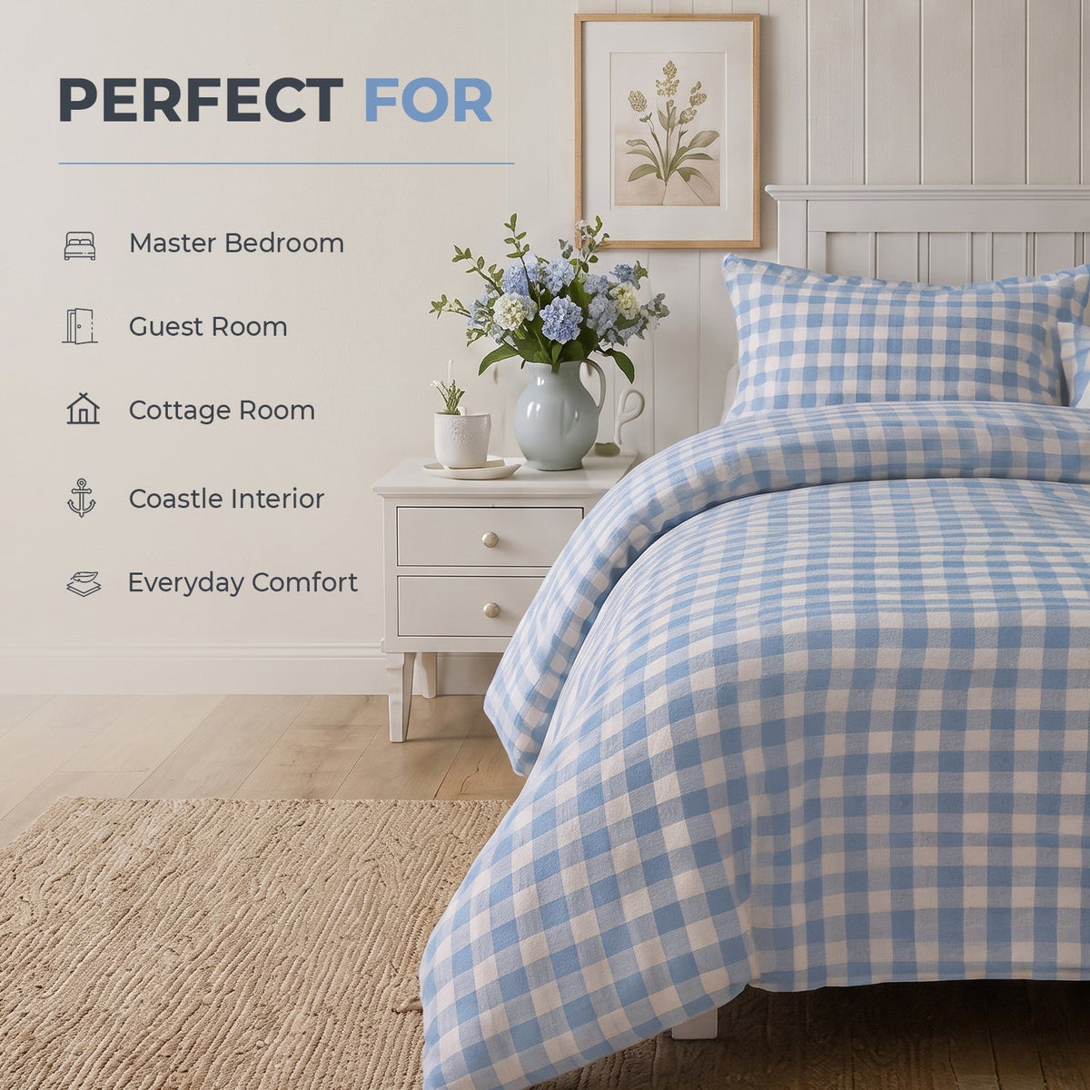 Sweet Dreams Wyndham Gingham Check Duvet Cover And Pillowcase Set