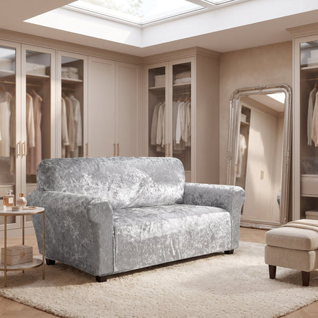 Home Republic Crushed Velvet Stretch Fitted Sofa Cover