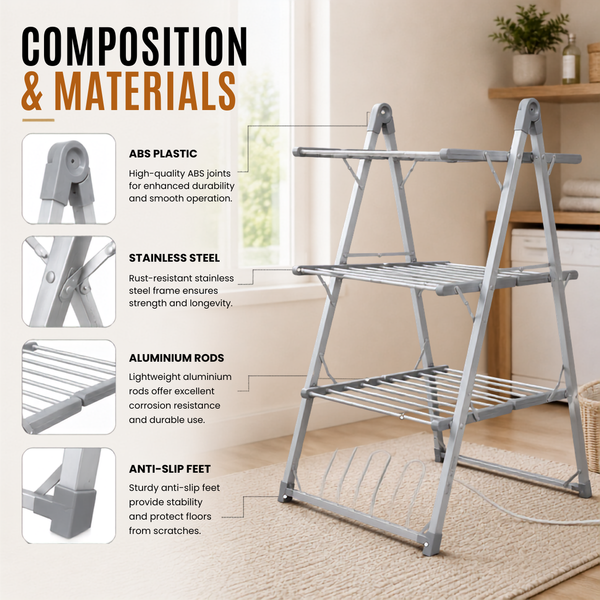 Home Republic 3 Tier Foldable Heated Air Dryer