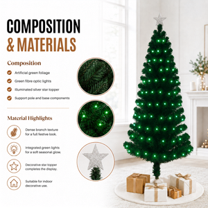 Home Republic Christmas Tree With Green Fibre Optic Lights