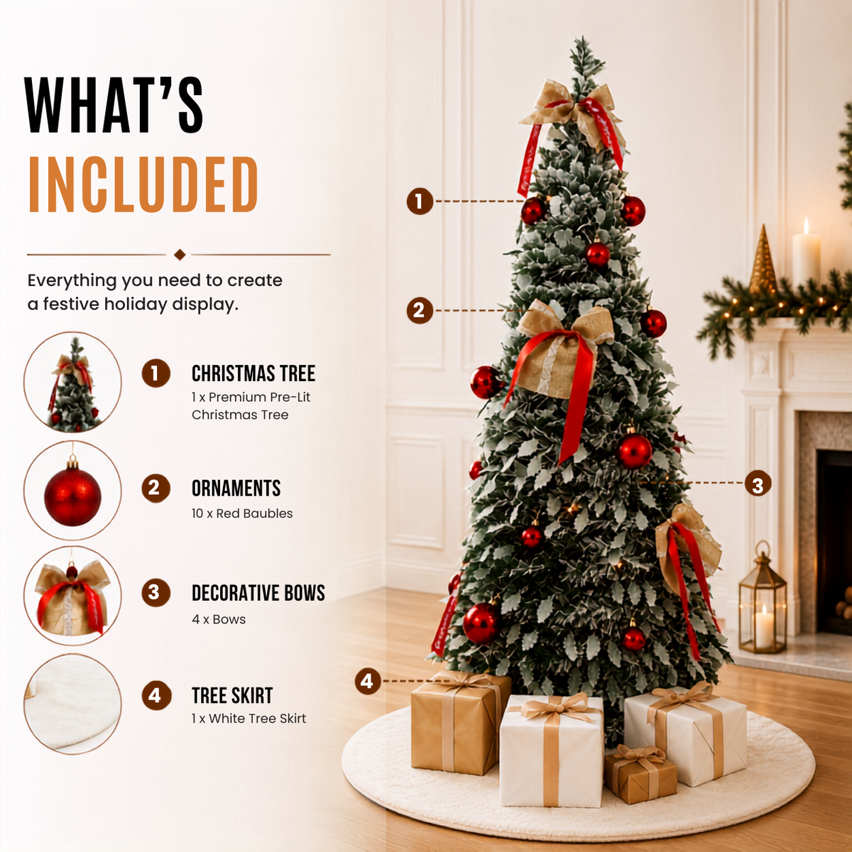 Home Republic Decorated Christmas Tree With Bows & Ribbons