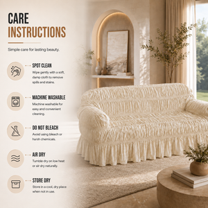 Home Republic Pleated Jacquard Stretch Fitted Sofa Cover
