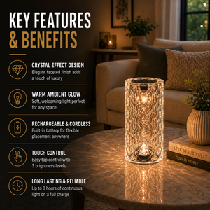 Home Republic Chargeable Crystal Effect Table Lamps