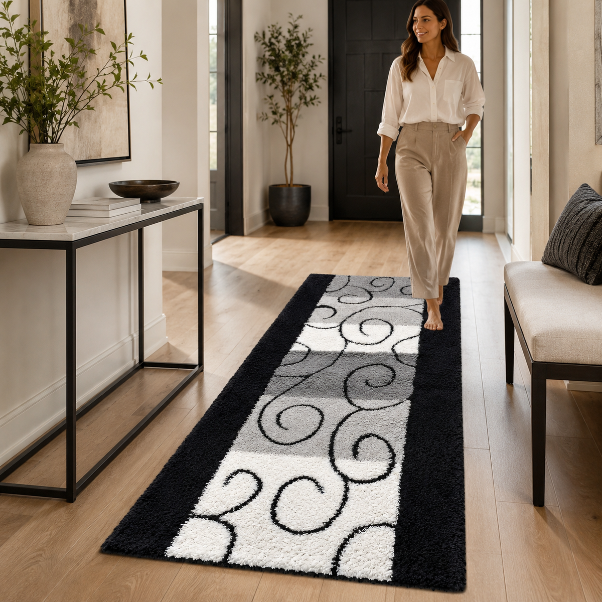 Home Republic Swirls Runner Long Pile