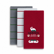Velosso Santas Little Helper 3 Pack Cotton Christmas Embroidered Tea Towels