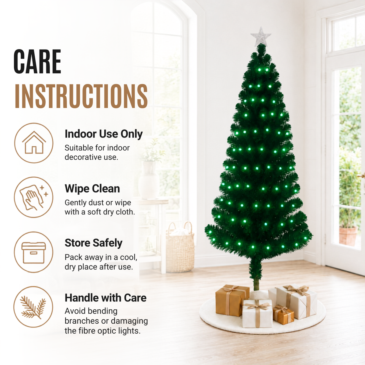 Home Republic Christmas Tree With Green Fibre Optic Lights