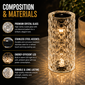 Home Republic Chargeable Crystal Effect Table Lamps