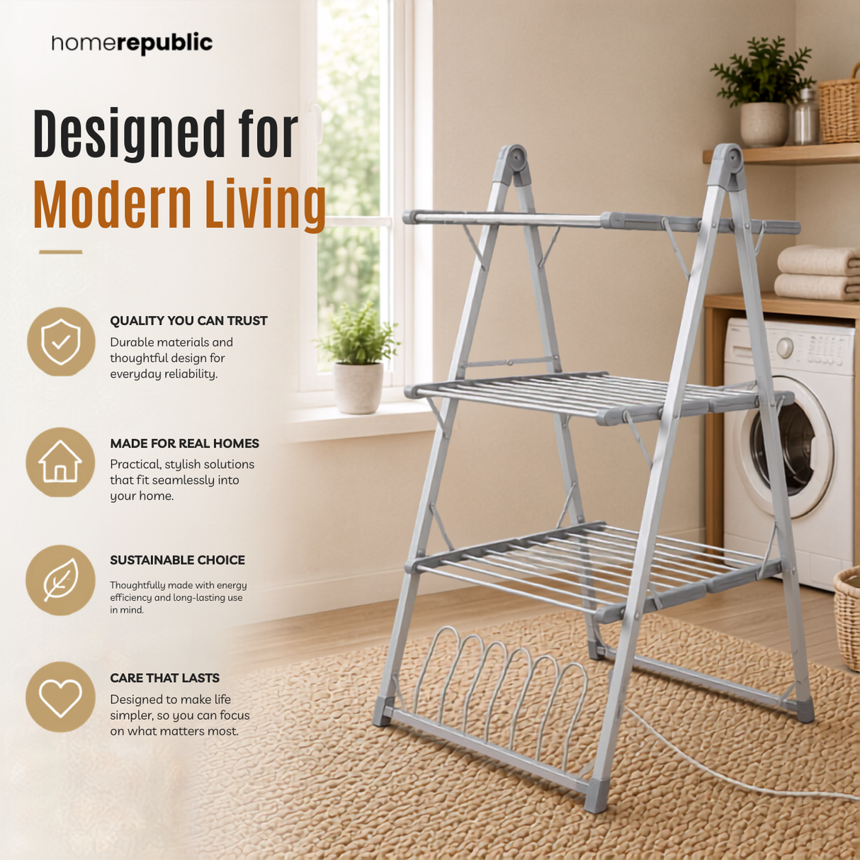 Home Republic 3 Tier Foldable Heated Air Dryer