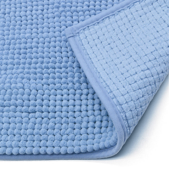 Luxury Non-Slip Soft Blue Bath Mat Shaggy Noodle Super Absorbent Microfiber Bathroom Mat