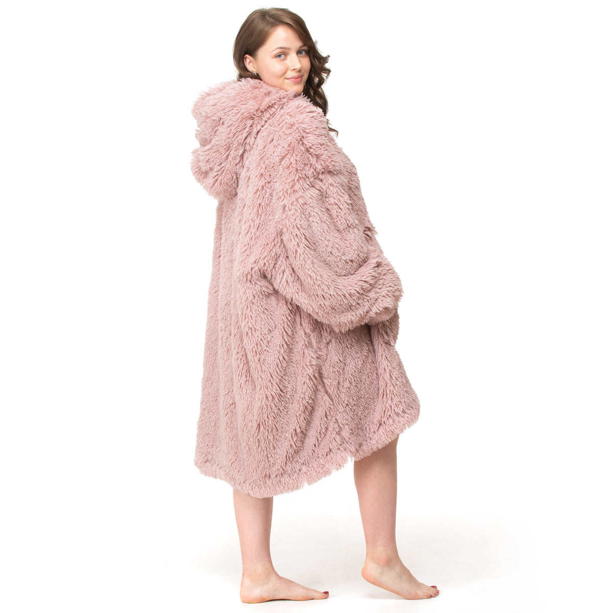 Velosso Shaggy Fur Sherpa Lined Oversized Hoodie Blanket