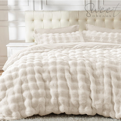 Sweet Dreams Bubble Faux Rabbit Fur Duvet Cover And Pillowcase Set
