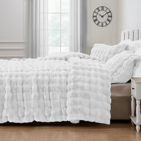 Sweet Dreams Bubble Faux Rabbit Fur Duvet Cover And Pillowcase Set