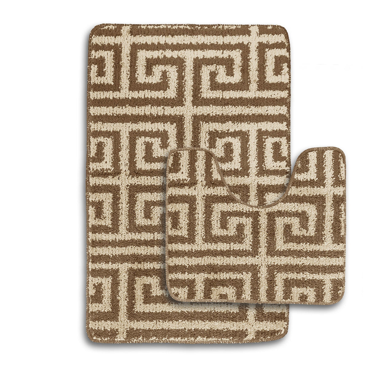 Velosso 2 Piece Luxe Greek Key Bath And Pedestal Mat Set