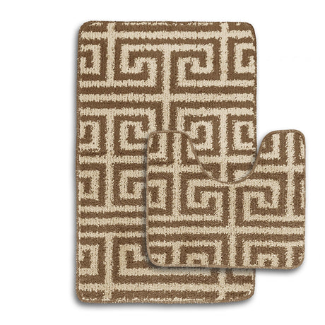 Velosso 2 Piece Luxe Greek Key Bath And Pedestal Mat Set