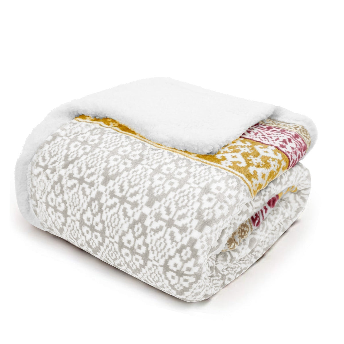 Velosso Aztec Ethnic Printed Sherpa Blanket Throw
