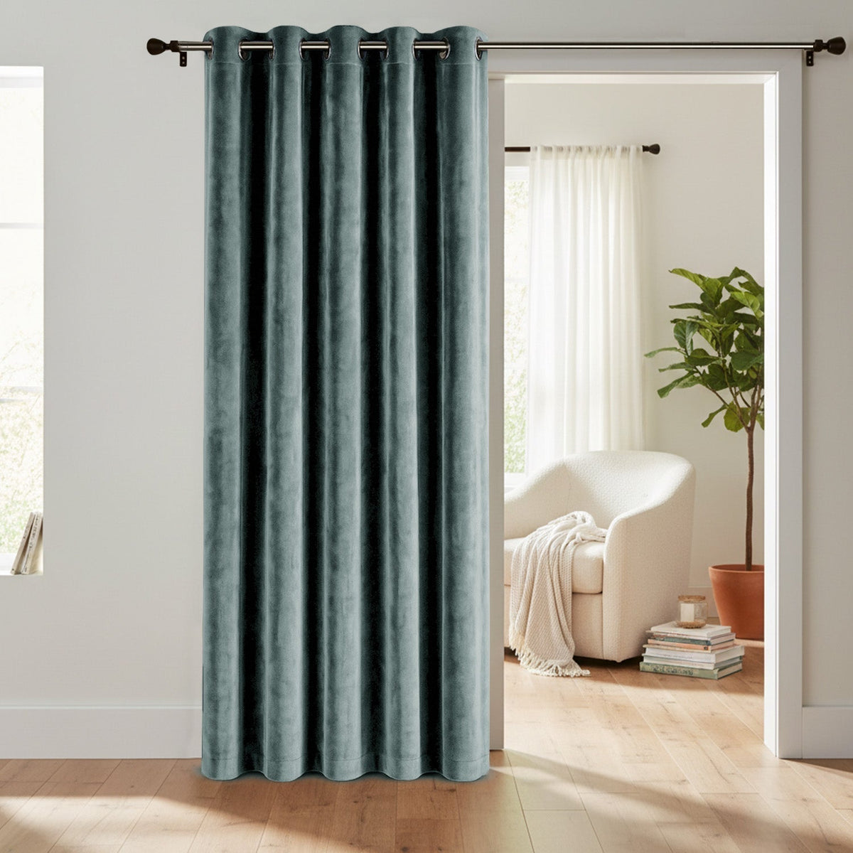 Velosso Luna Velvet Ring Top Door Curtain