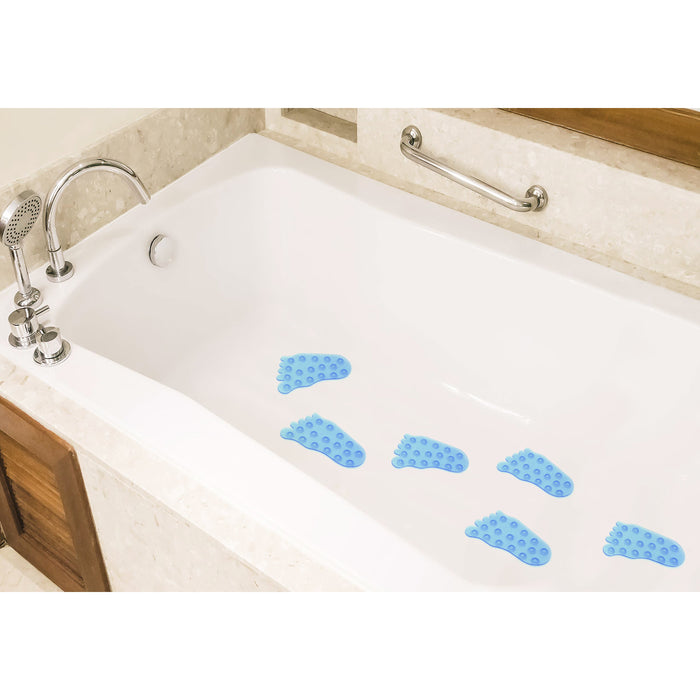 Splatter Feet Blue Bath Mat Grips Suction Anti-Slip