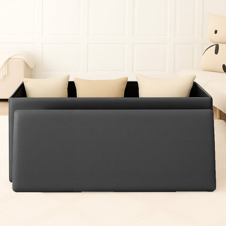 Home Republic Foldable Faux Leather Storage Ottoman