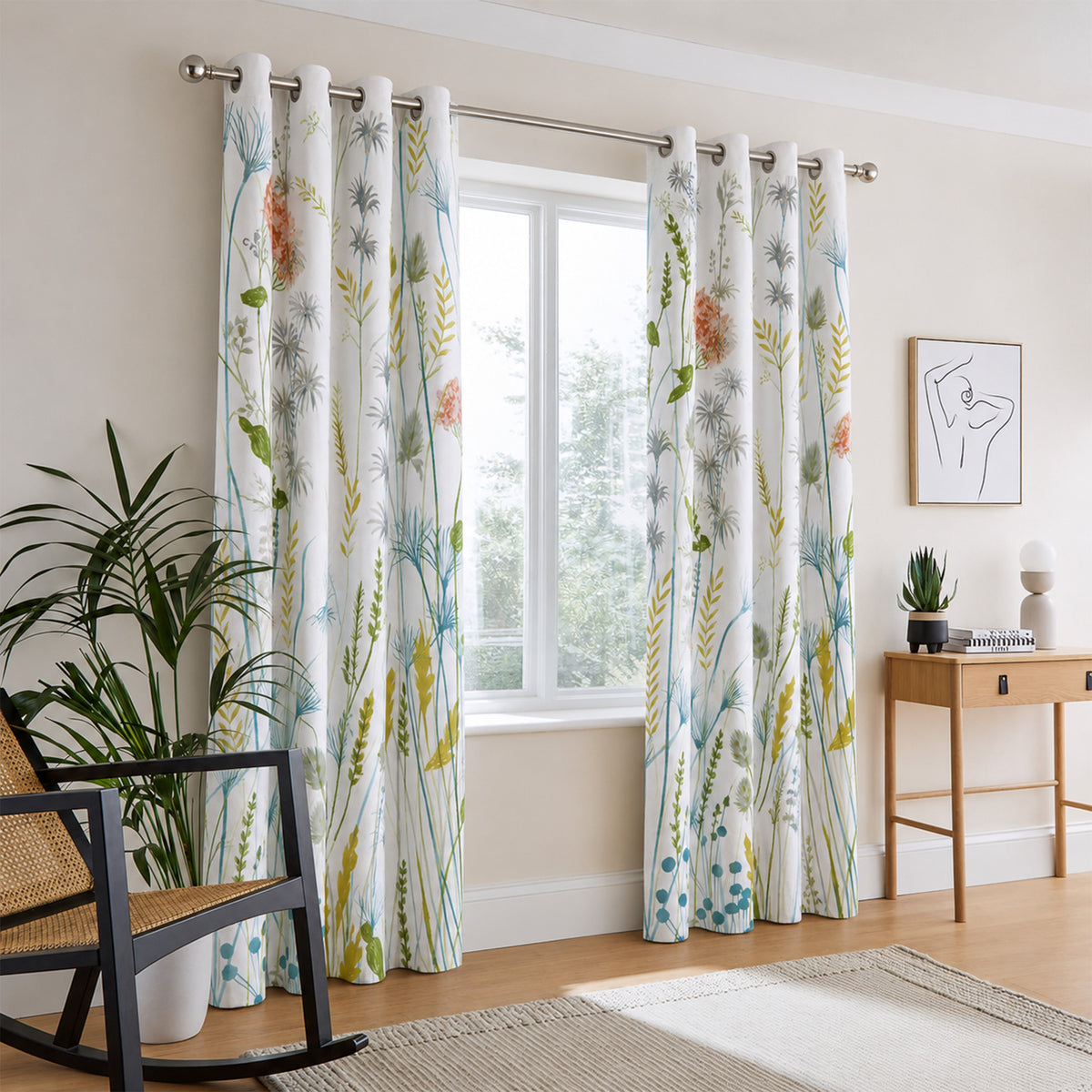 Florelle Bloomfield Floral Ring Top Curtains