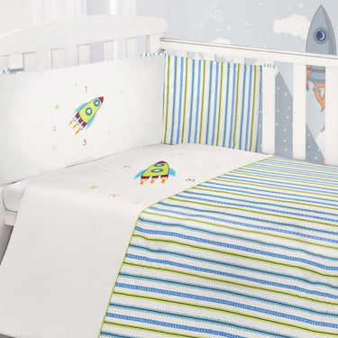 Teddy Rocket Cot Bumper and Cover Set