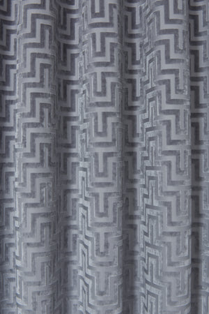 Velosso Dante Greek Key Velvet Ring Top Curtains