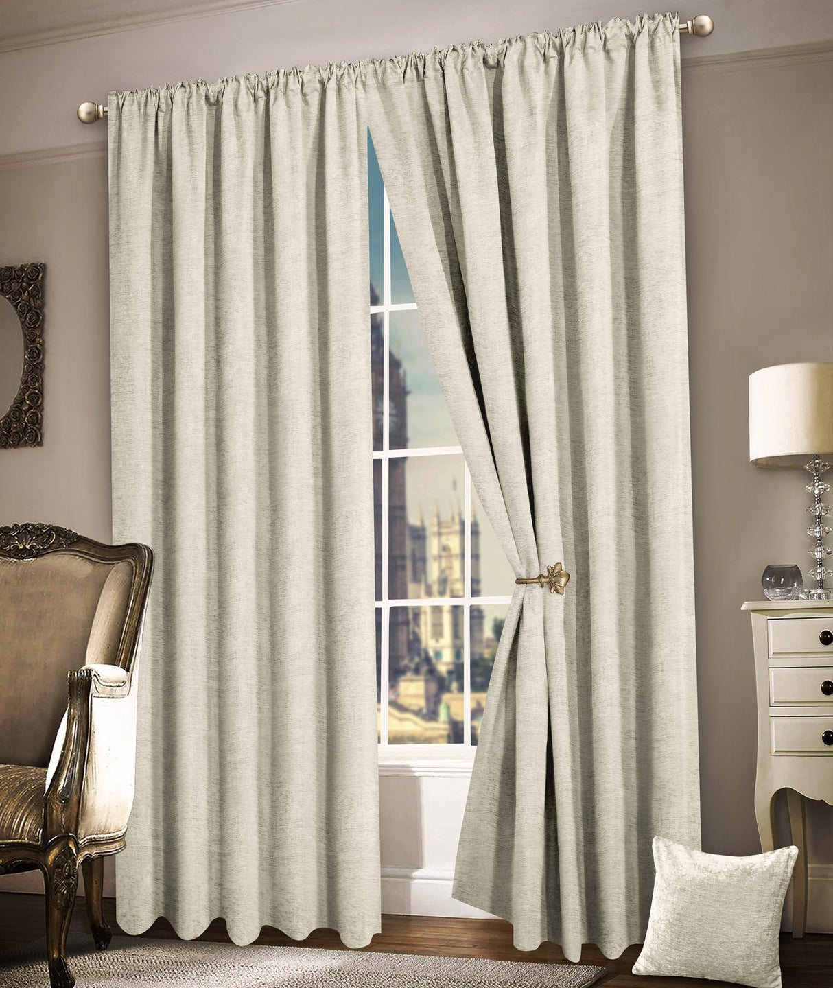 Intimates Plain Chenille Pencil Pleat Curtains
