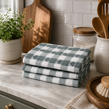 Velosso Hearts Check Cotton Tea Towel