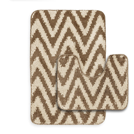 Velosso 2 Piece Chevron Stripe Bath And Pedestal Mat Set