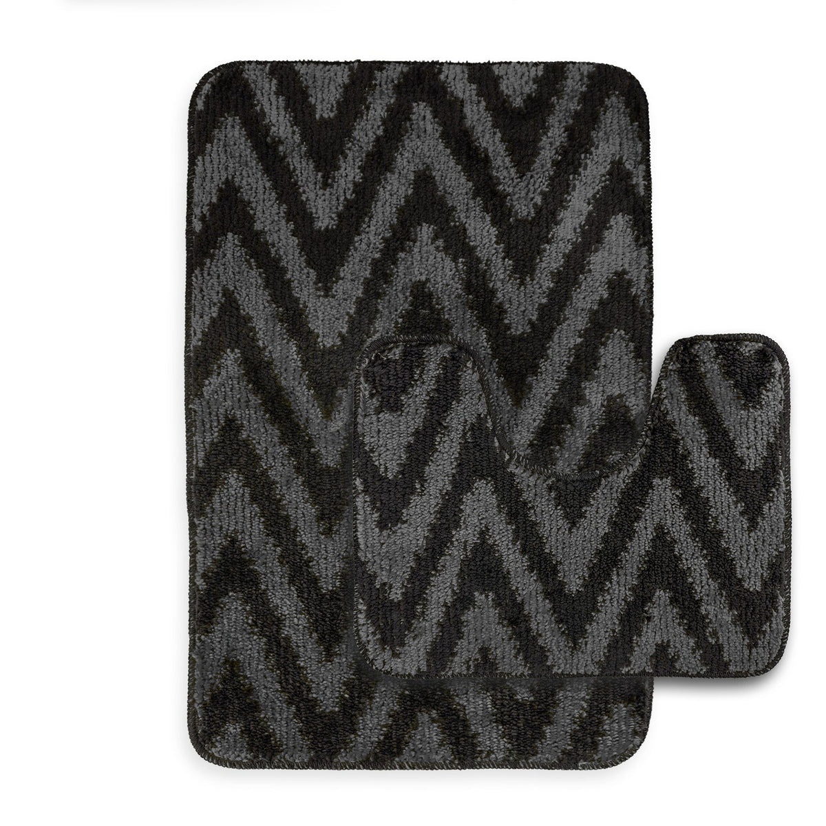 Velosso 2 Piece Chevron Stripe Bath And Pedestal Mat Set