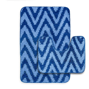 Velosso 2 Piece Chevron Stripe Bath And Pedestal Mat Set