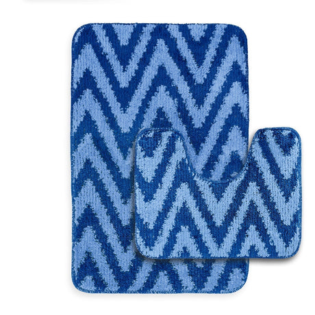 Velosso 2 Piece Chevron Stripe Bath And Pedestal Mat Set