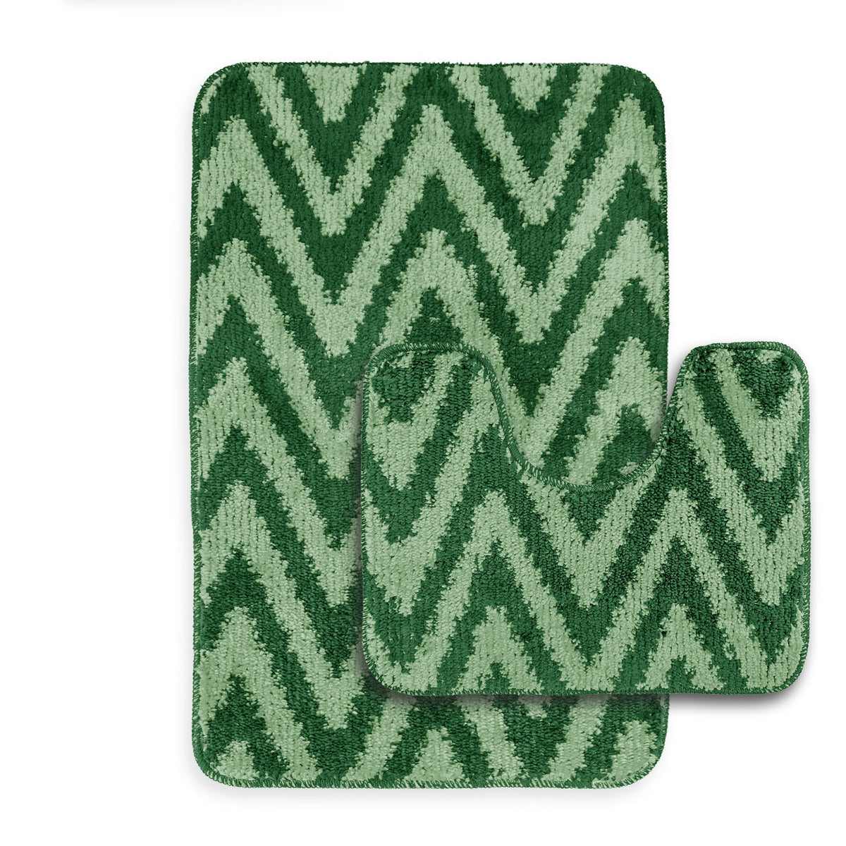 Velosso 2 Piece Chevron Stripe Bath And Pedestal Mat Set